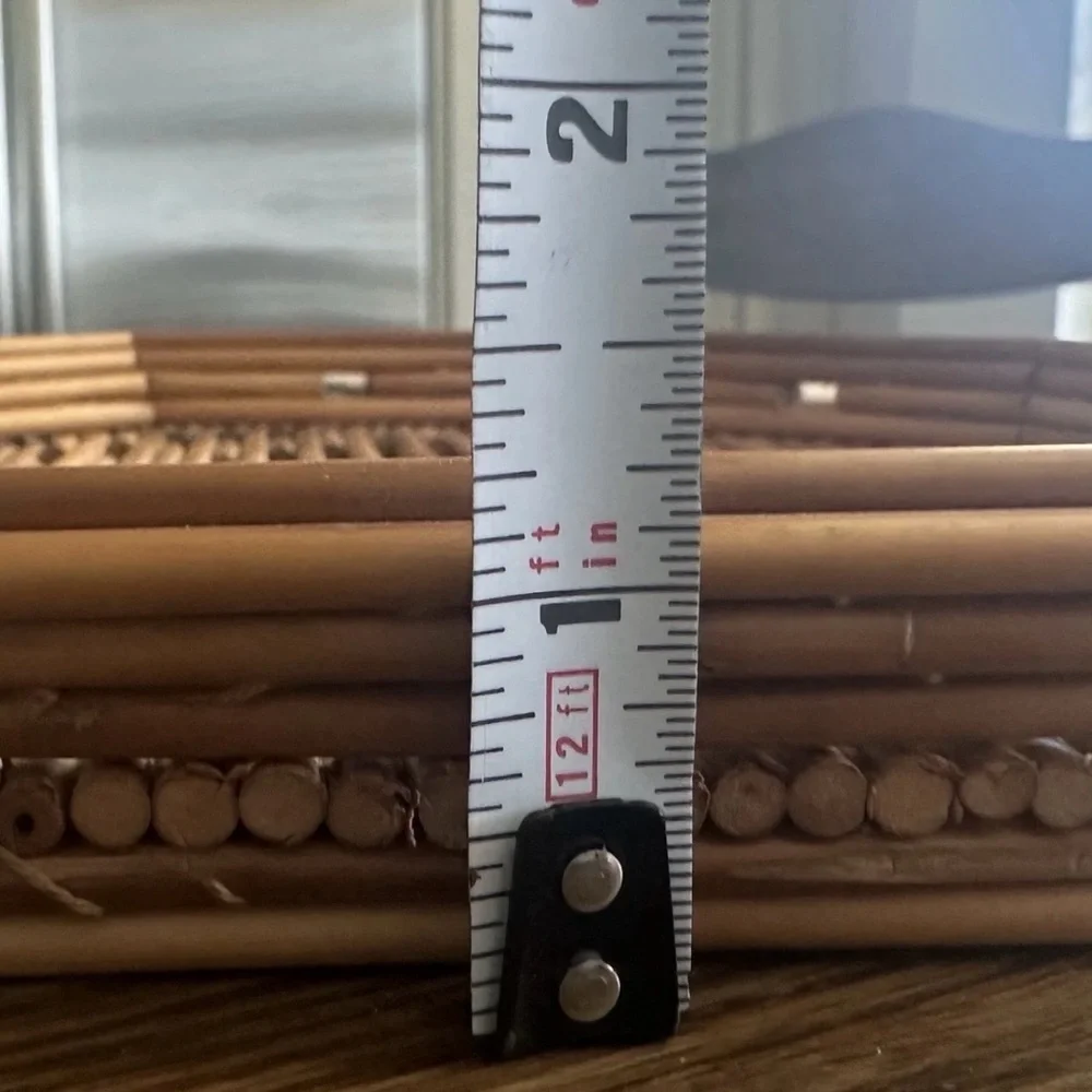 Vintage Octagonal Bamboo Tray Handwoven Boho Coastal Mid Century Decor 8.25”